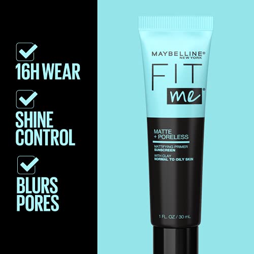 Maybelline New York Fit Me Matte + Poreless Mattifying Face Primer Makeup Wit...