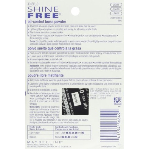 Maybelline New York Shine Free Oil-Control Loose Powder, Light; Advanced 100%...