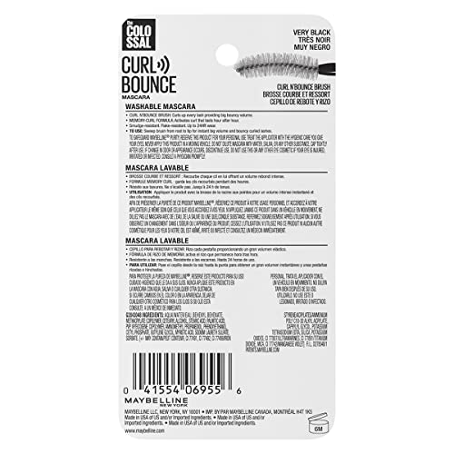 Maybelline New York Volum' Express Colossal Curl Bounce Washable Mascara, Ver...