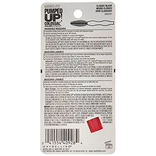 Maybelline New York Volum' Express Pumped Up Colossal Mascara , Washable Clas...