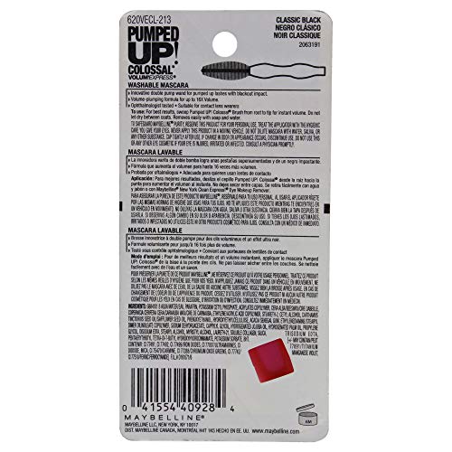 Maybelline New York Volum' Express Pumped Up Colossal Mascara , Washable Clas...