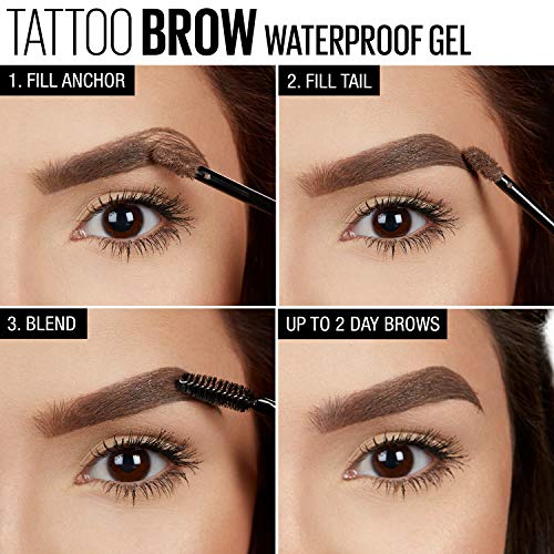 Maybelline TattooStudio Waterproof Eyebrow Gel Makeup, Deep Brown, 0.23 Fl Oz...