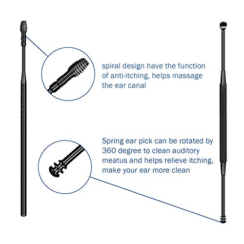 8PCS Professional Ear Pick Earwax Removal Kit by Maznyu,Matte Black Ear Clean...