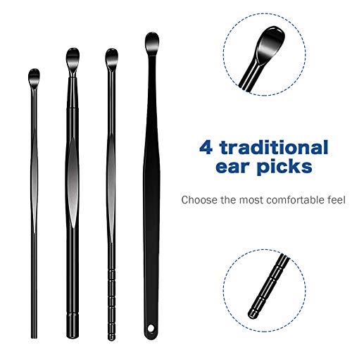 8PCS Professional Ear Pick Earwax Removal Kit by Maznyu,Matte Black Ear Clean...