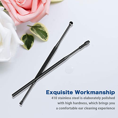 8PCS Professional Ear Pick Earwax Removal Kit by Maznyu,Matte Black Ear Clean...