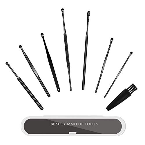 8PCS Professional Ear Pick Earwax Removal Kit by Maznyu,Matte Black Ear Clean...