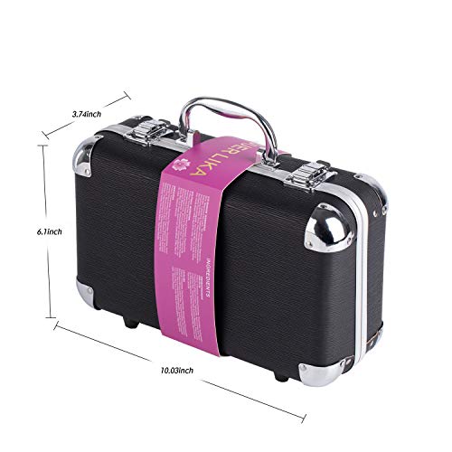 DUER LIKA Carry All Trunk Train Case with Makeup and Reusable Black & White A...