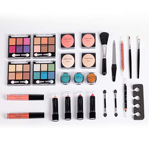 DUER LIKA Carry All Trunk Train Case with Makeup and Reusable Black & White A...