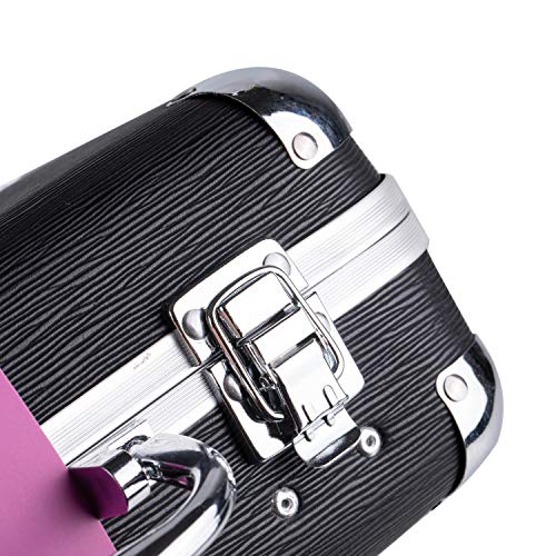 DUER LIKA Carry All Trunk Train Case with Makeup and Reusable Black & White A...