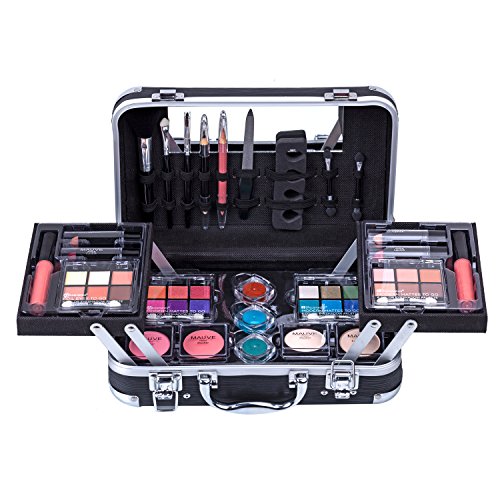 DUER LIKA Carry All Trunk Train Case with Makeup and Reusable Black & White A...