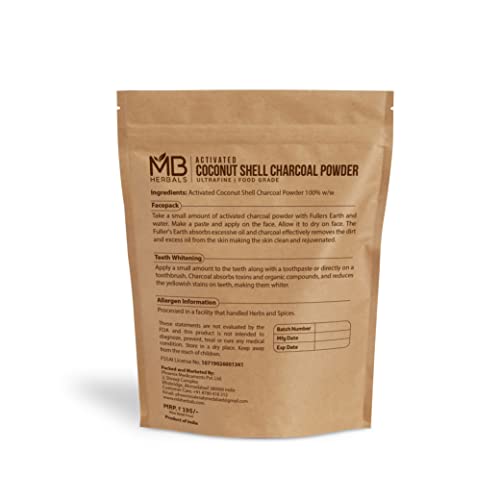 MB Herbals Activated Charcoal Powder from Coconut Shell 3.5 oz (100 Gram) Foo...