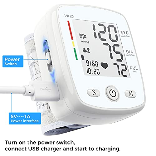 Blood Pressure Monitor Digital Wrist BP Machine with Irregular Heartbeat Indi...