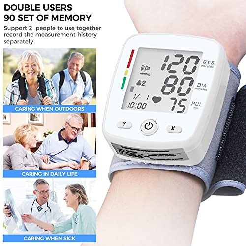Blood Pressure Monitor Digital Wrist BP Machine with Irregular Heartbeat Indi...