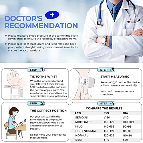 Blood Pressure Monitor Digital Wrist BP Machine with Irregular Heartbeat Indi...