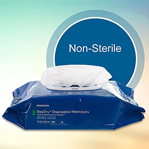 McKesson Stay Dry Disposable Wipes or Washcloths for Adults, 7.5" x 12.5, 100...