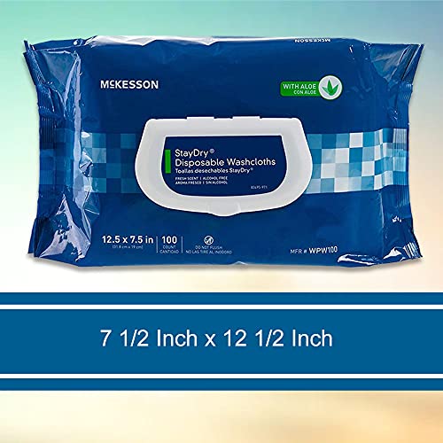 McKesson Stay Dry Disposable Wipes or Washcloths for Adults, 7.5" x 12.5, 100...