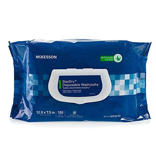 McKesson Stay Dry Disposable Wipes or Washcloths for Adults, 7.5" x 12.5, 100...