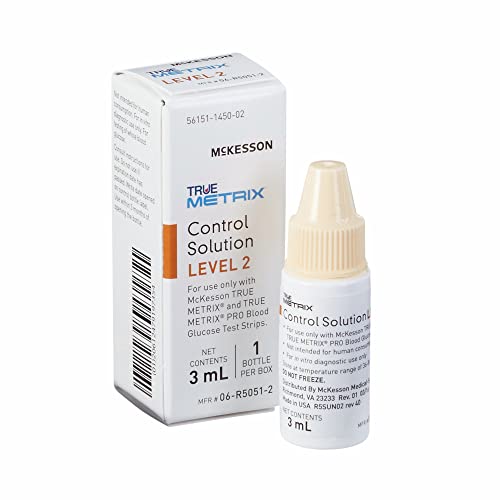 McKesson True METRIX Blood Glucose Testing Control Solution, Level 2, 3 mL Vi...