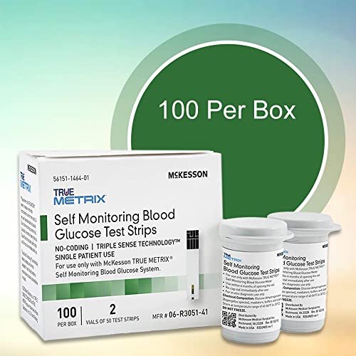 McKesson True Metrix, No Coding, Self-Monitoring Blood Glucose Strips, 100 St...
