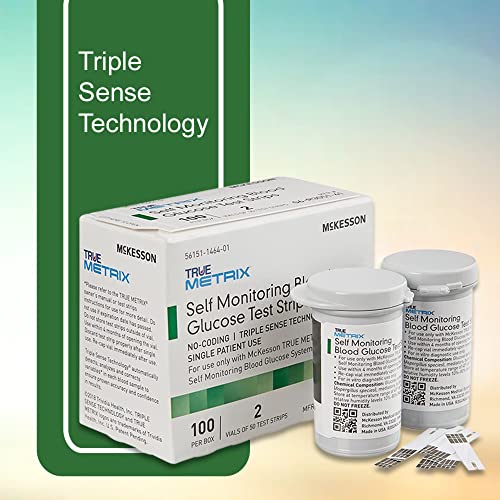McKesson True Metrix, No Coding, Self-Monitoring Blood Glucose Strips, 100 St...