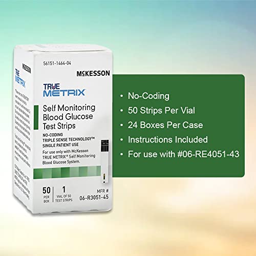 McKesson True Metrix, No Coding, Self-Monitoring Blood Glucose Test Strips, 5...