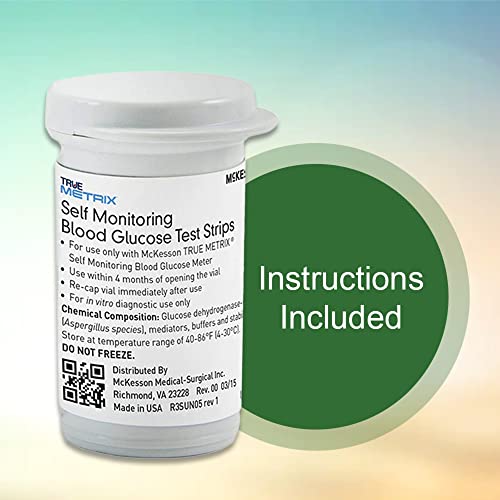 McKesson True Metrix, No Coding, Self-Monitoring Blood Glucose Test Strips, 5...