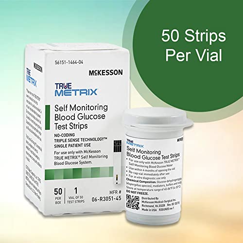 McKesson True Metrix, No Coding, Self-Monitoring Blood Glucose Test Strips, 5...