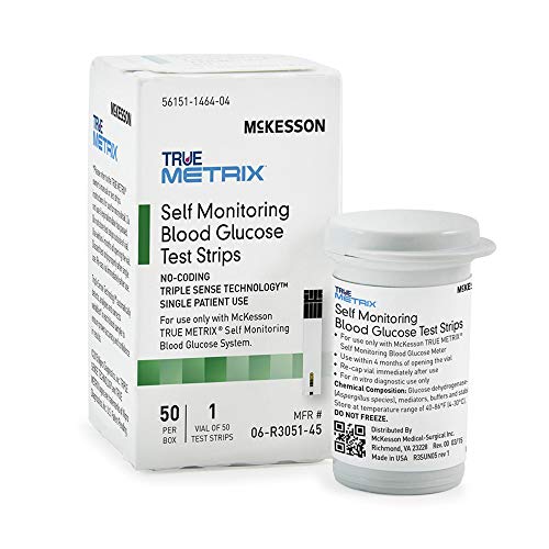 McKesson True Metrix, No Coding, Self-Monitoring Blood Glucose Test Strips, 5...