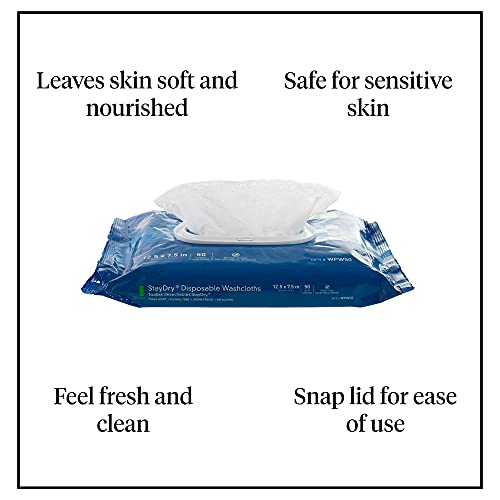StayDry Adult Scented Wipe or Washcloth 7.5 x 12.5" WPW50, 12 Pack 600 Wipes