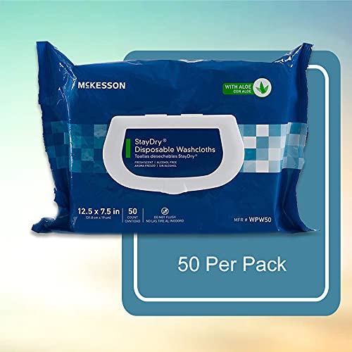 StayDry Adult Scented Wipe or Washcloth 7.5 x 12.5" WPW50, 12 Pack 600 Wipes