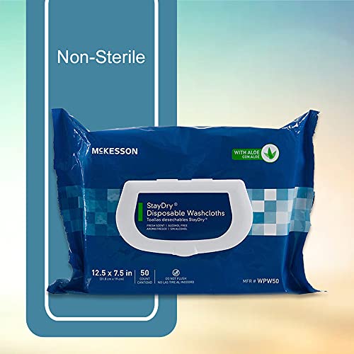 StayDry Adult Scented Wipe or Washcloth 7.5 x 12.5" WPW50, 12 Pack 600 Wipes