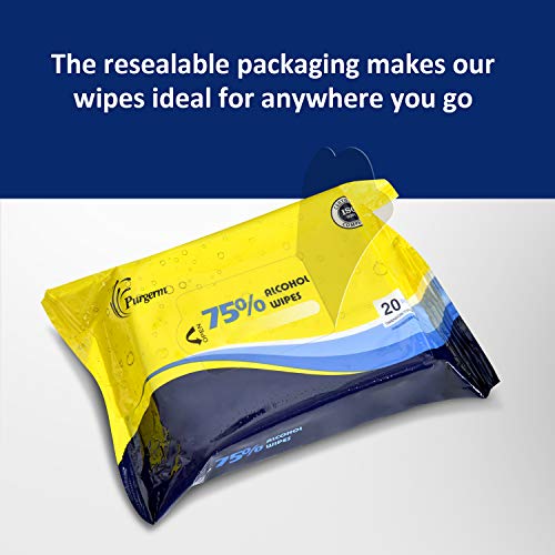 Superfy Hand Sanitizer Wipes 75% Alcohol based wet wipe, 20 ct, Pack of 5 (10...