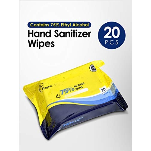 Superfy Hand Sanitizer Wipes 75% Alcohol based wet wipe, 20 ct, Pack of 5 (10...