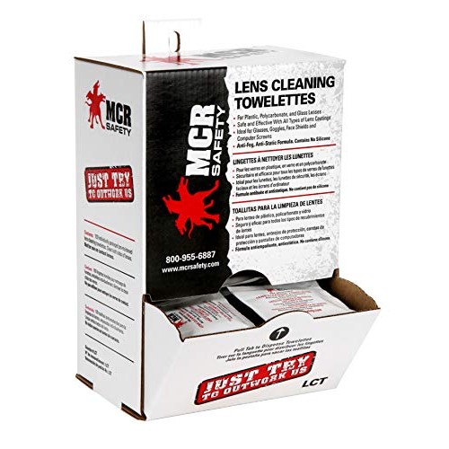 MCR Safety LCT Anti-Fog Anti-Static Lens Cleaning Towelette - 100 Wipes