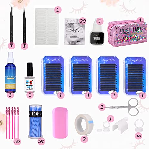 18 in 1 Eyelash Extension Kit, mcwdoit C Curl Eyelash False Lashes Strip Graf...