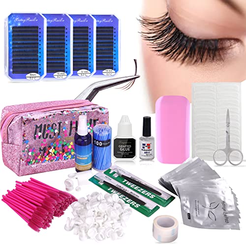 18 in 1 Eyelash Extension Kit, mcwdoit C Curl Eyelash False Lashes Strip Graf...