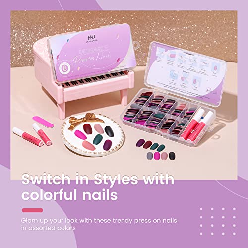 Matte Finish Press On Nails - 192 Ct Short Coffin Fake Nails 8 Solid Colors, ...