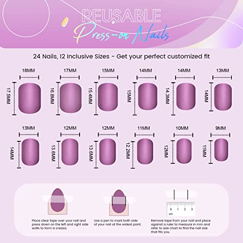 Press On Fake Nails, 24pcs Short French Tip False Nails, Reusable Nail Tips, ...