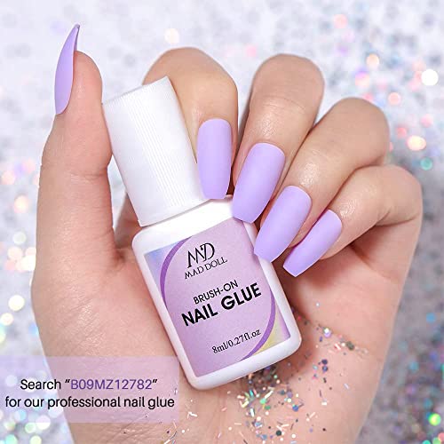 Press On Fake Nails, 24pcs Short French Tip False Nails, Reusable Nail Tips, ...