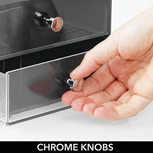 mDesign Plastic Makeup Organizer Storage Station Cube with 2 Drawers for Bath...