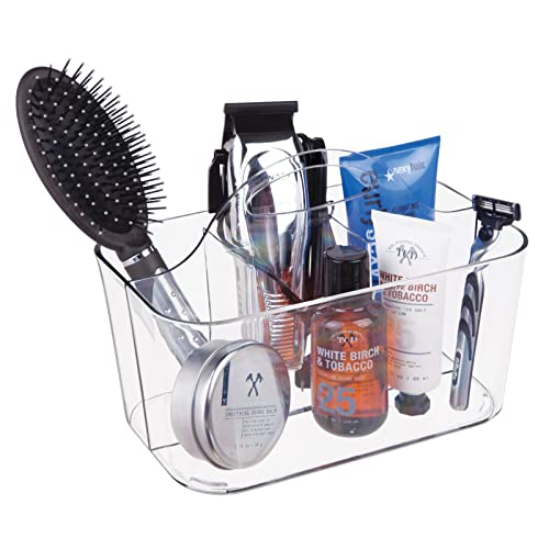 mDesign Plastic Men's Grooming Storage Organizer Caddy Tote - Divided Basket ...