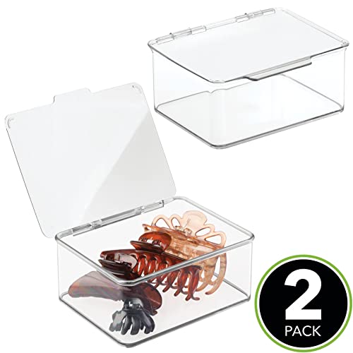 mDesign Plastic Stackable Square Storage Bin, Drawer Organizer with Secure Li...