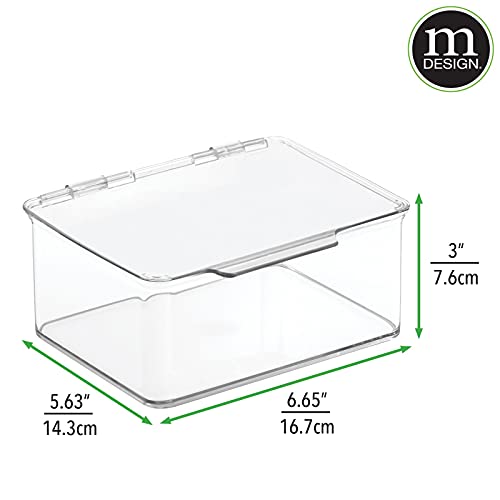 mDesign Plastic Stackable Square Storage Bin, Drawer Organizer with Secure Li...