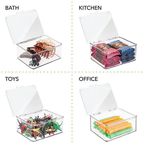 mDesign Plastic Stackable Square Storage Bin, Drawer Organizer with Secure Li...