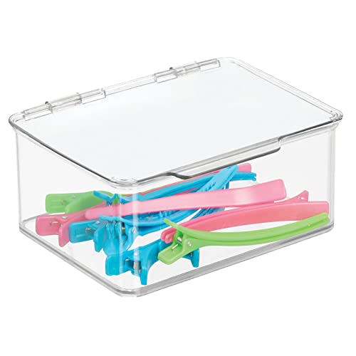 mDesign Plastic Stackable Square Storage Bin, Drawer Organizer with Secure Li...