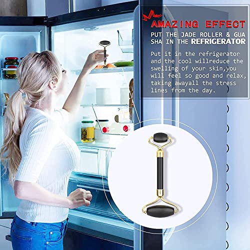 Jade Roller Gua Sha Set - Facial Beauty Roller Gua Sha Scrapping,Face Eye Rol...
