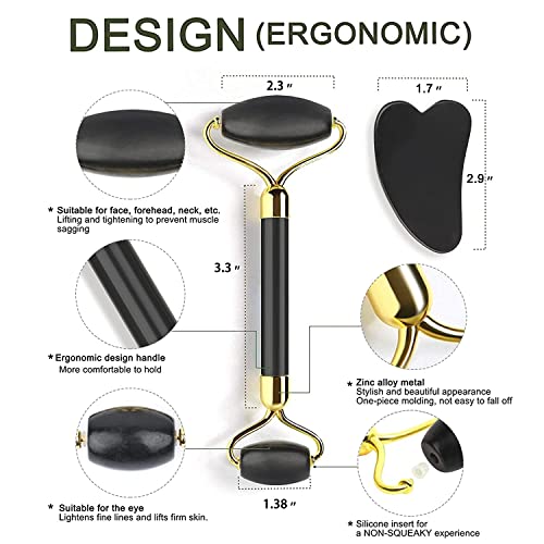 Jade Roller Gua Sha Set - Facial Beauty Roller Gua Sha Scrapping,Face Eye Rol...