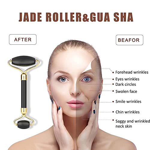 Jade Roller Gua Sha Set - Facial Beauty Roller Gua Sha Scrapping,Face Eye Rol...