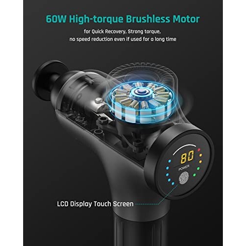 Massage Gun Deep Tissue Percussion Muscle Massager for Pain Relief, Super Qui...