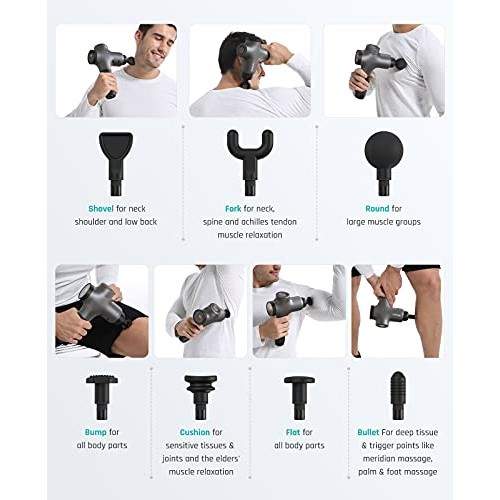 Massage Gun Deep Tissue Percussion Muscle Massager for Pain Relief, Super Qui...